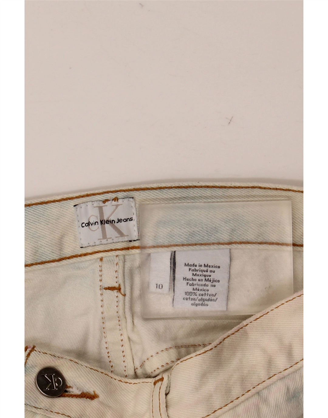 Pantaloni scurți din denim pentru femei CALVIN KLEIN US 10 Large W32 Blue Tie Dye Bumbac