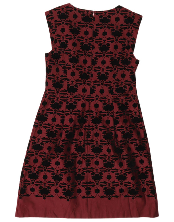 Oasis Rochie A-Line fără mâneci pentru femei UK 14 Medium Burgundy Floral Bumbac