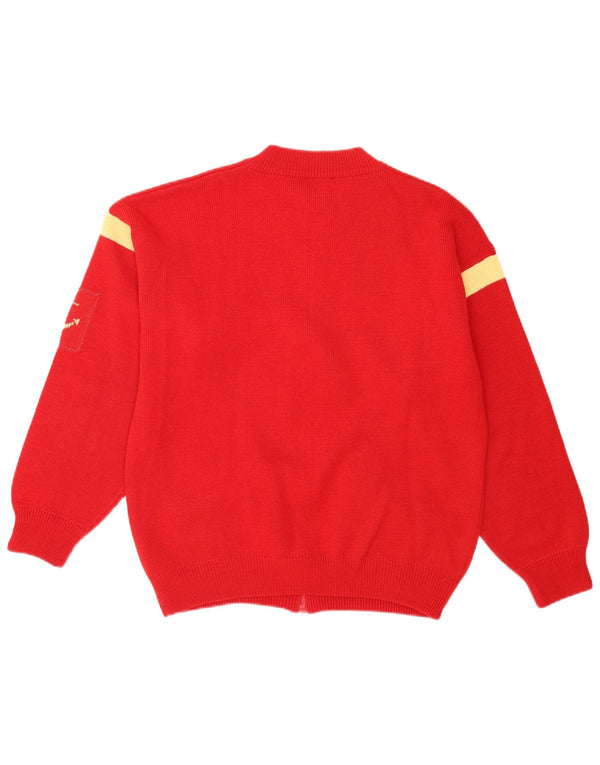 Pulover Cardigan Vintage pentru bărbați cu fermoar complet, roșu mediu, acrilic colorat