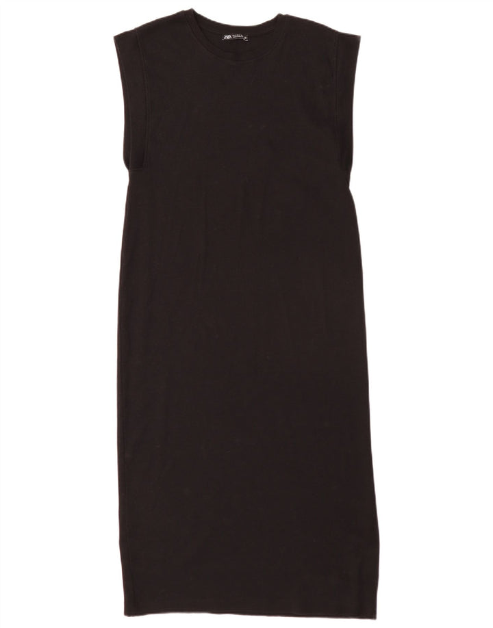 Rochie regulată fără mâneci pentru femei Zara UK 10 Bumbac negru mic