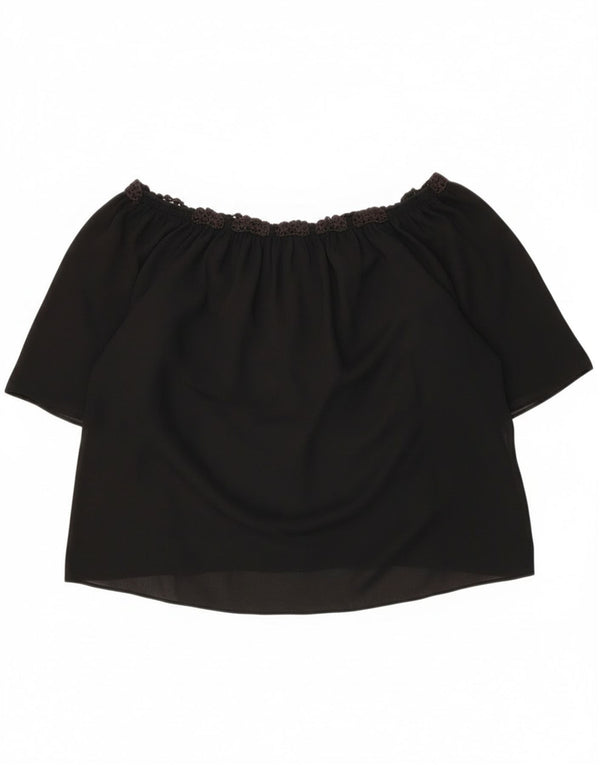 Top Crop oversize pentru femei Zara UK 16, mare, negru, floral