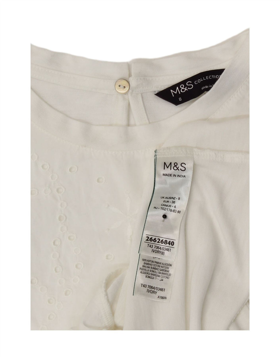 Bluză pentru femei Marks & Spencer Top UK 8 Small White Modal