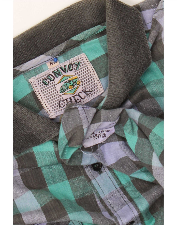 Cămașă Vintage pentru bărbați XL, bumbac vichy multicolor