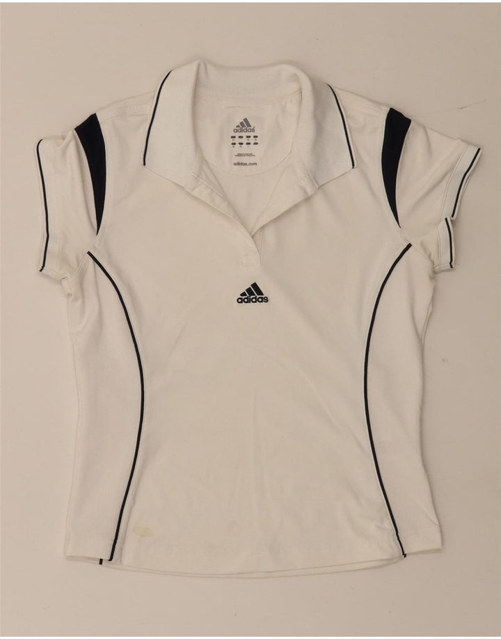 Tricou polo Adidas pentru femei UK 12 Medium White Colorblock Poliester