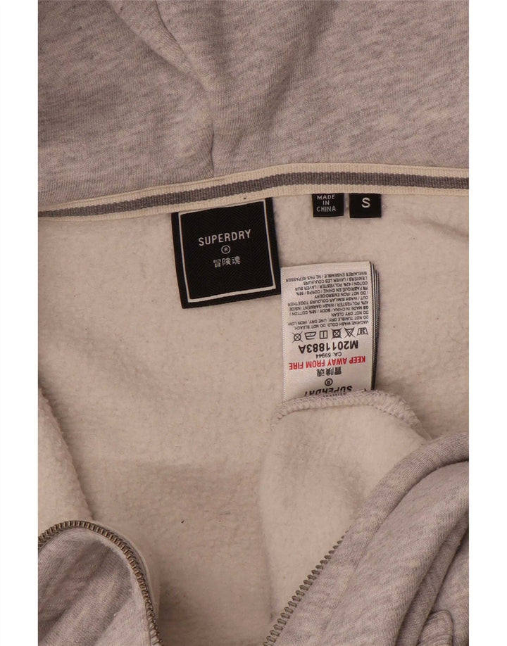 Pulover Superdry pentru bărbați, cu fermoar, bumbac, gri mic