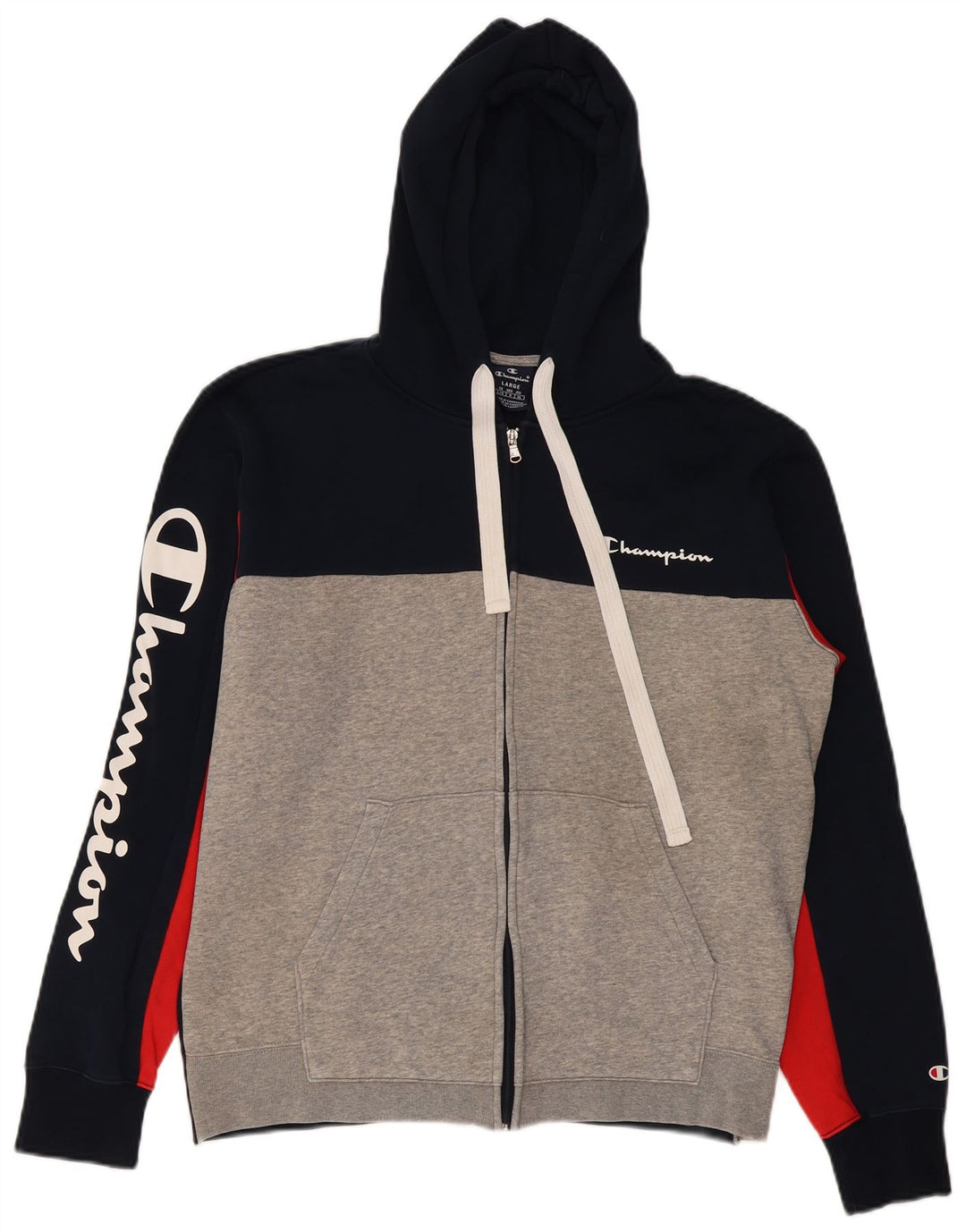 Pulover cu glugă cu fermoar grafic Champion pentru bărbați, mare, albastru, bumbac color bloc