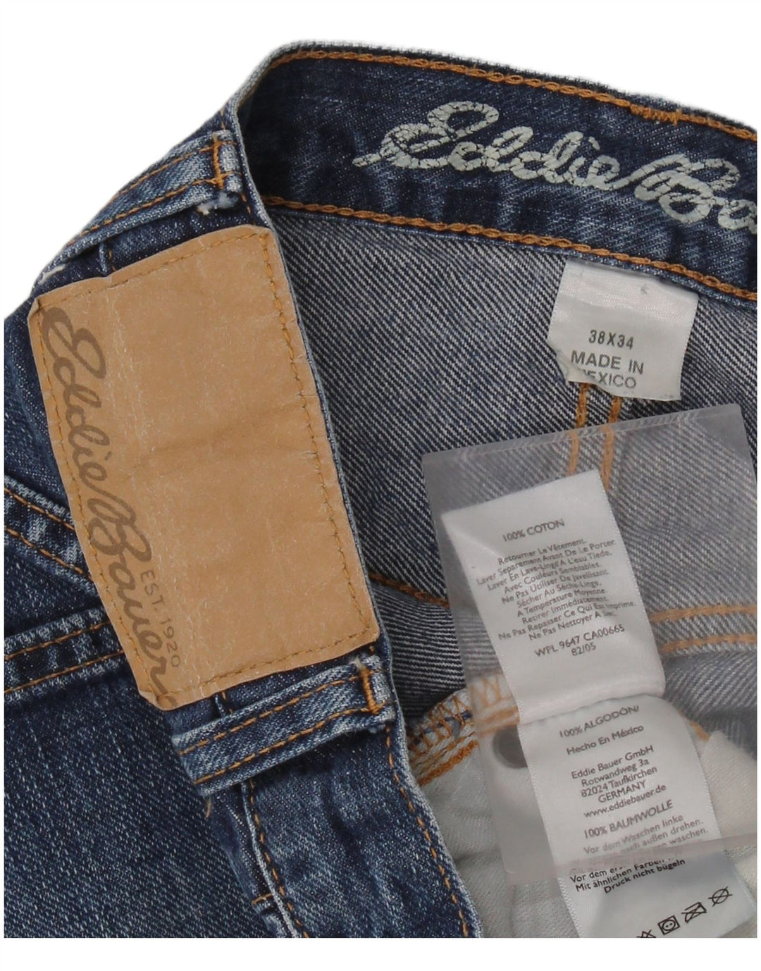 Eddie Bauer Blugi drepte pentru bărbați, cu ajustare relaxată, W38 L34, bumbac albastru