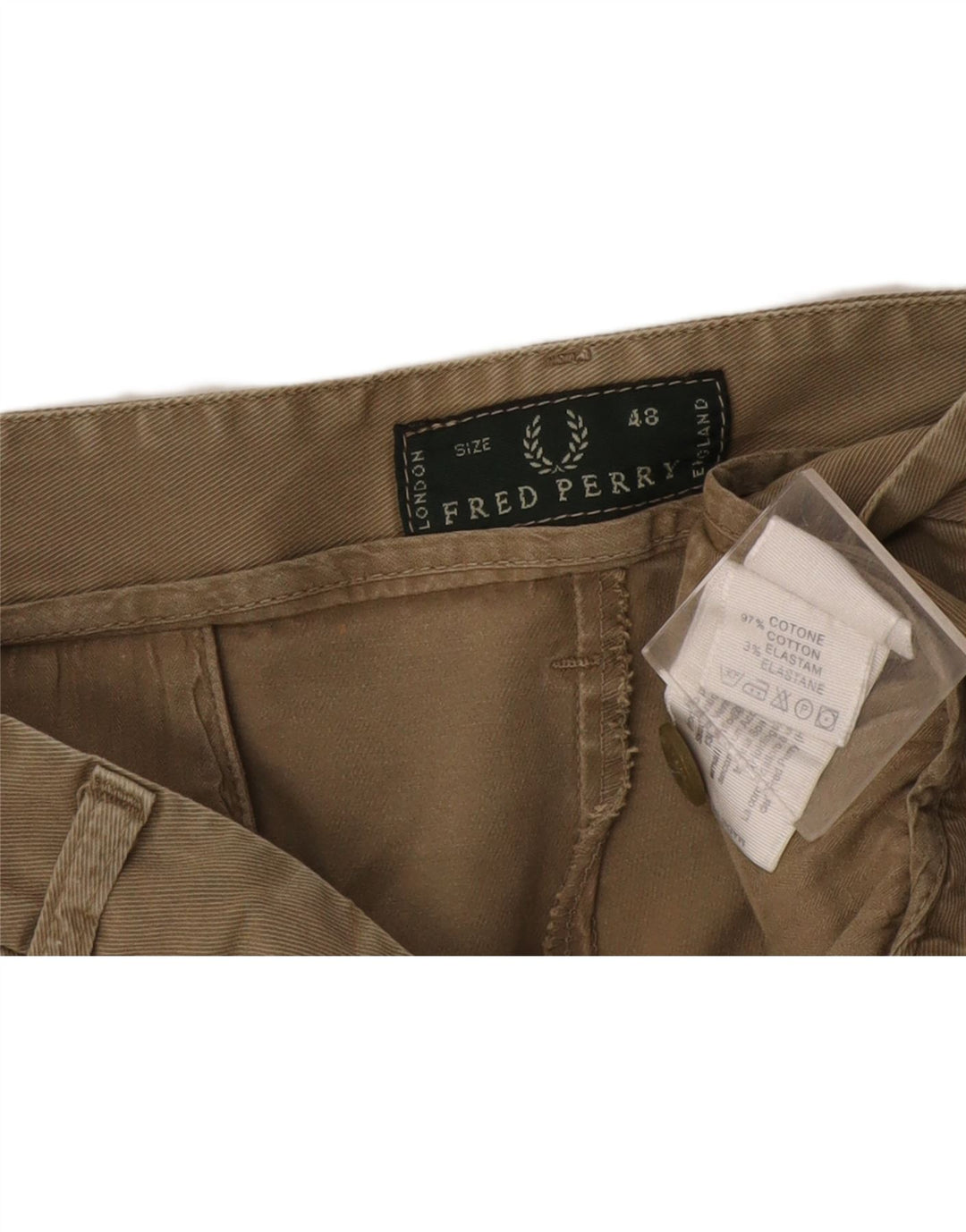 Pantaloni scurți chino Fred Perry pentru bărbați IT 48 Medium W32 Kaki Bumbac
