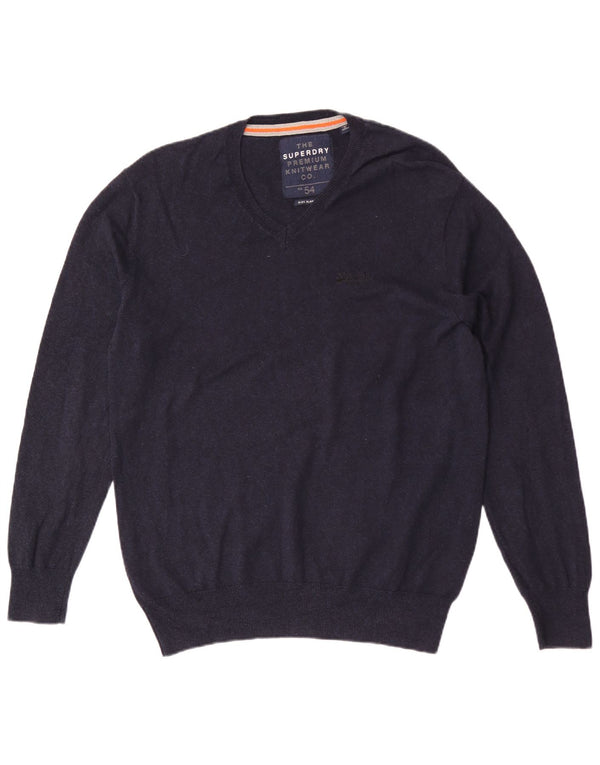 Pulover cu decolteu în V Superdry pentru bărbați, XL, bumbac bleumarin