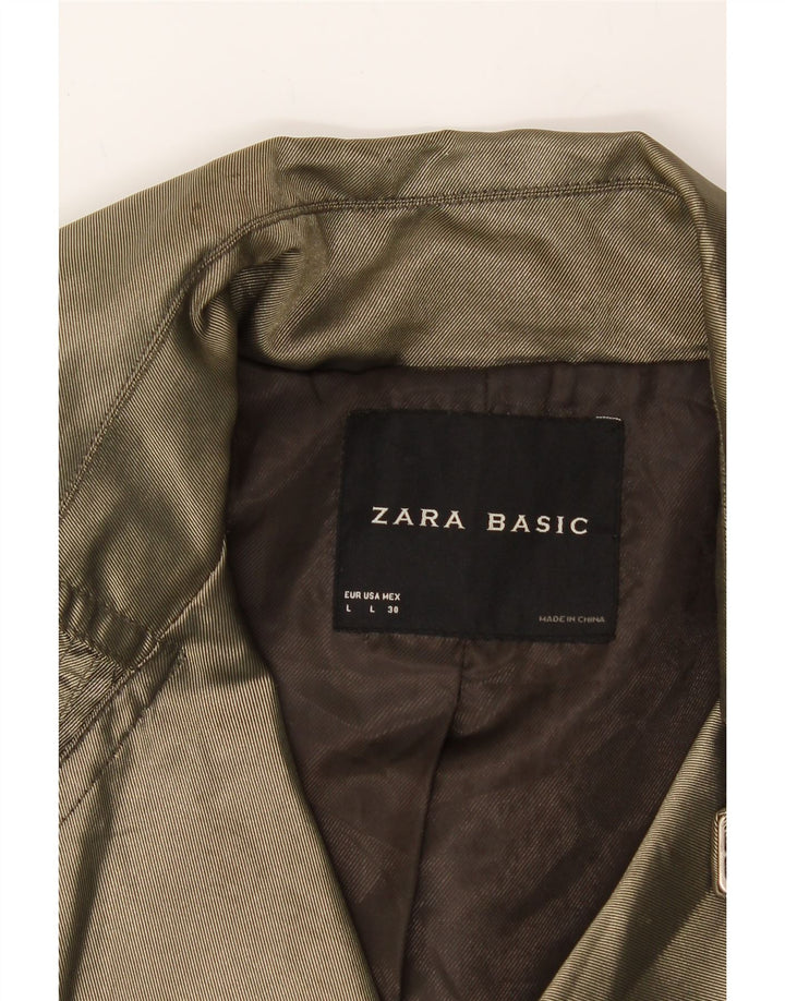 ZARA Womens 3 Button Blazer Jacket UK 16 Large Khaki Nylon Vintage Zara and Second-Hand Zara from Messina Hembry 