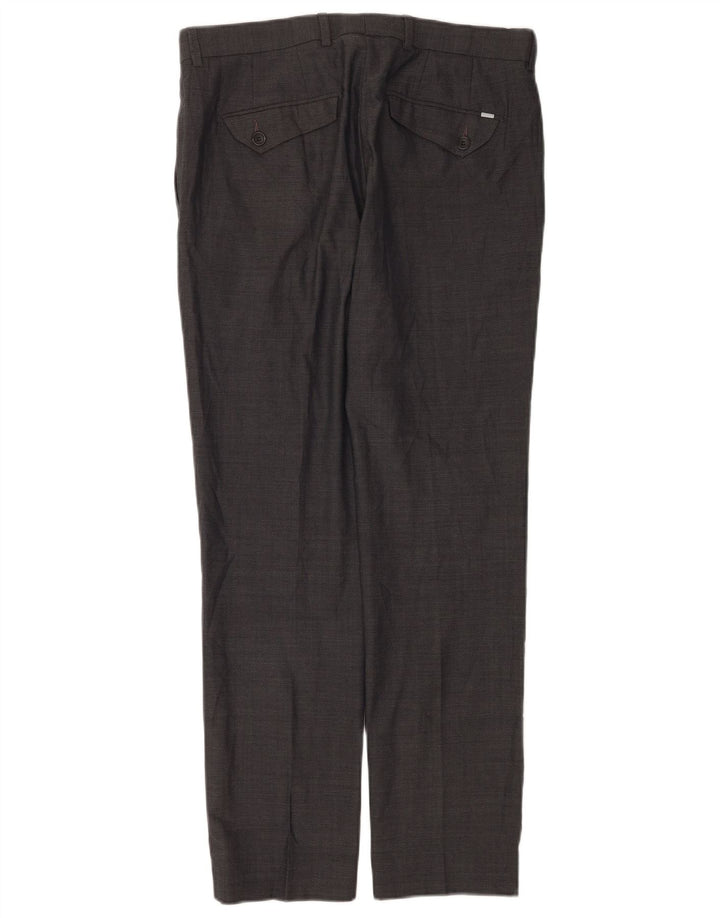 Pantaloni de costum modern Slim Fit pentru bărbați Marks & Spencer L32 L31 Lână gri