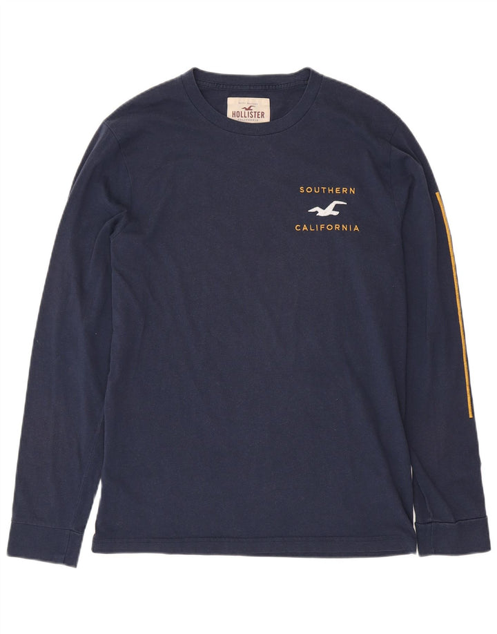 HOLLISTER Top grafic pentru bărbați cu mânecă lungă, mediu, bleumarin, bumbac