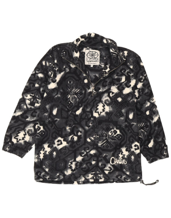 Jumper vintage pentru bărbați, cu model abstract, cu fermoar și gât, gri mic