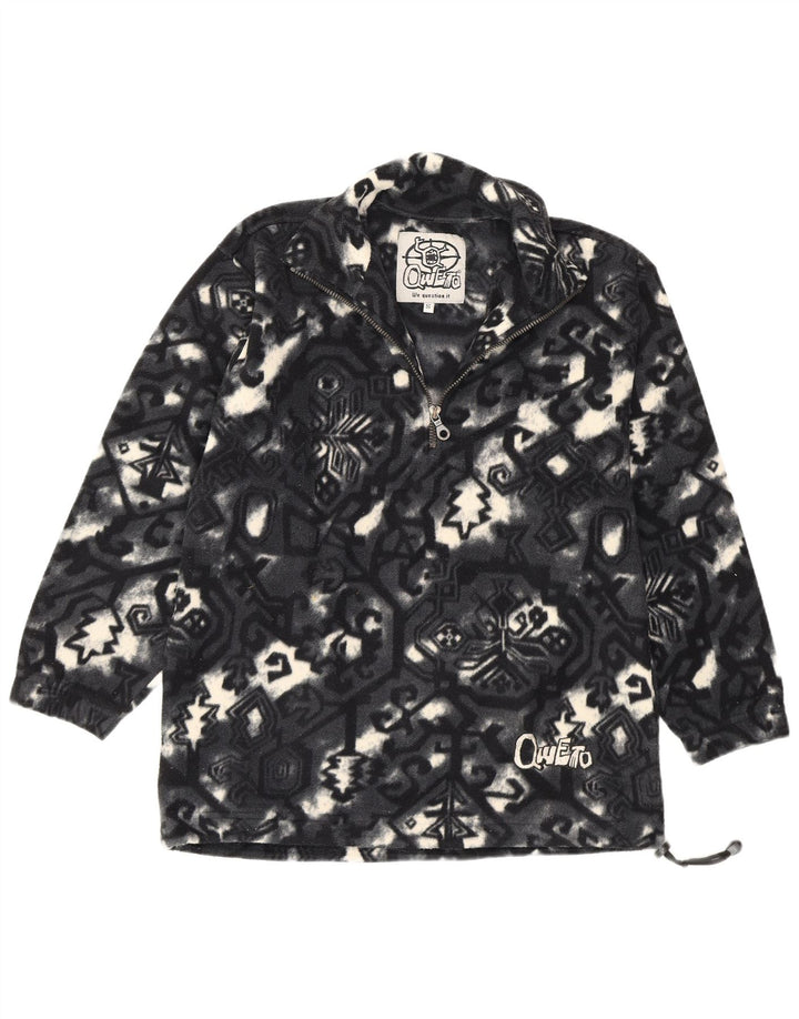 Jumper vintage pentru bărbați, cu model abstract, cu fermoar și gât, gri mic