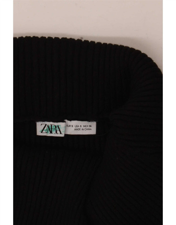 Top Crop cu mânecă lungă pentru femei Zara UK 8 Mic Negru