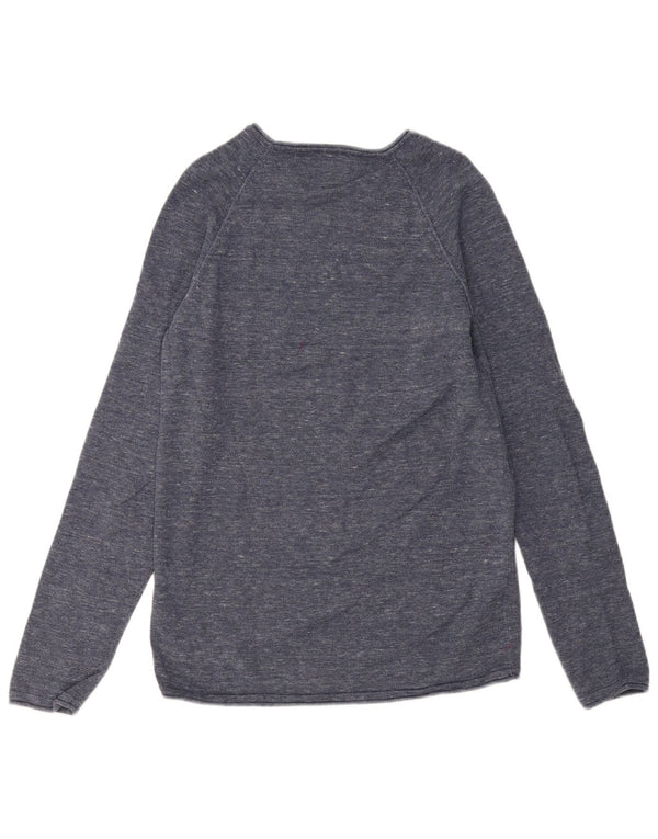 Pulover Jack & Jones pentru bărbați, cu gât de barcă, bumbac cu pete albastru marin mediu