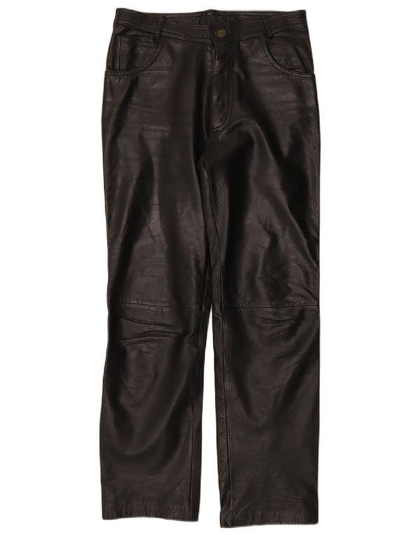Pantaloni motociclisti din piele pentru bărbați Linus W32 L30 negru