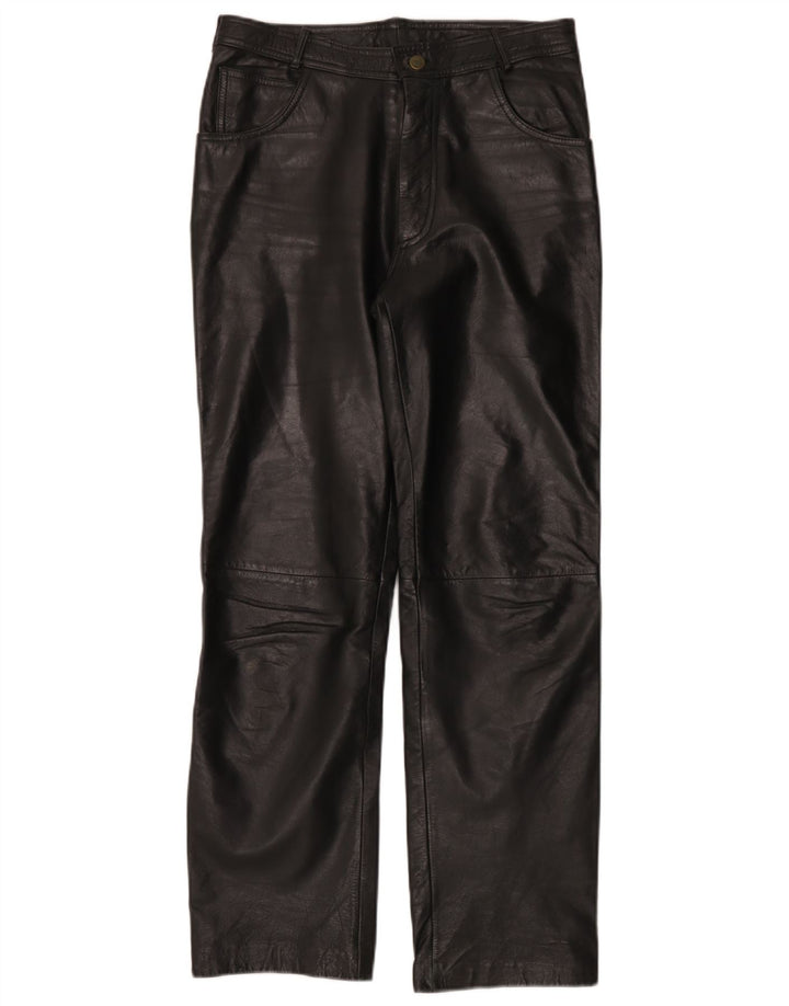 Pantaloni motociclisti din piele pentru bărbați Linus W32 L30 negru