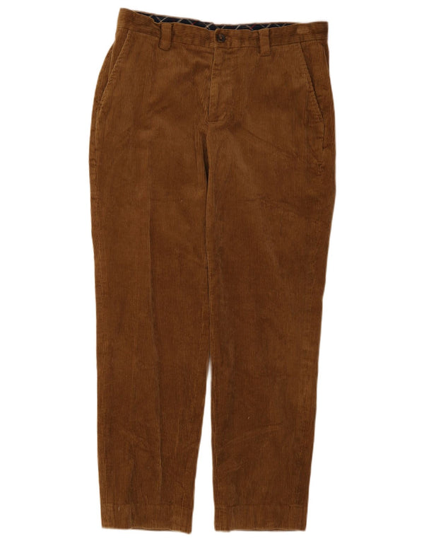 Pantaloni Brooks Brothers pentru bărbați Clark drepti din velur, L34 L30, bumbac maro