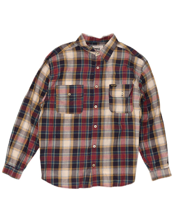 Cămașă de flanel pentru băieți Wrangler 15-16 ani XL, bumbac cu carouri multicolore