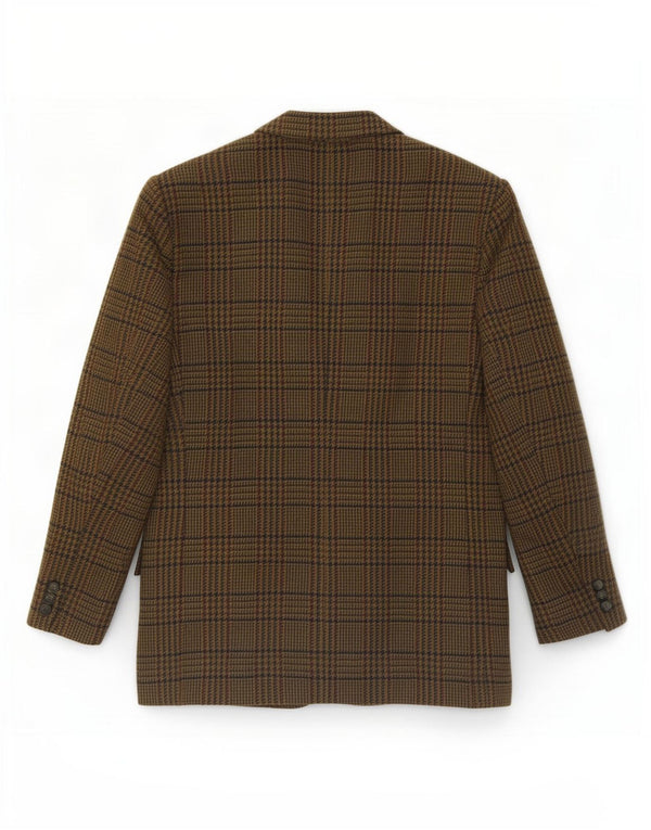 Jachetă vintage pentru bărbați cu 2 nasturi IT 54 2XL Kaki Houndstooth Lână