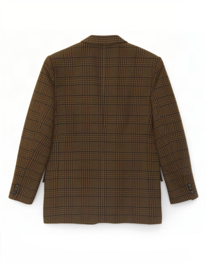 Jachetă vintage pentru bărbați cu 2 nasturi IT 54 2XL Kaki Houndstooth Lână