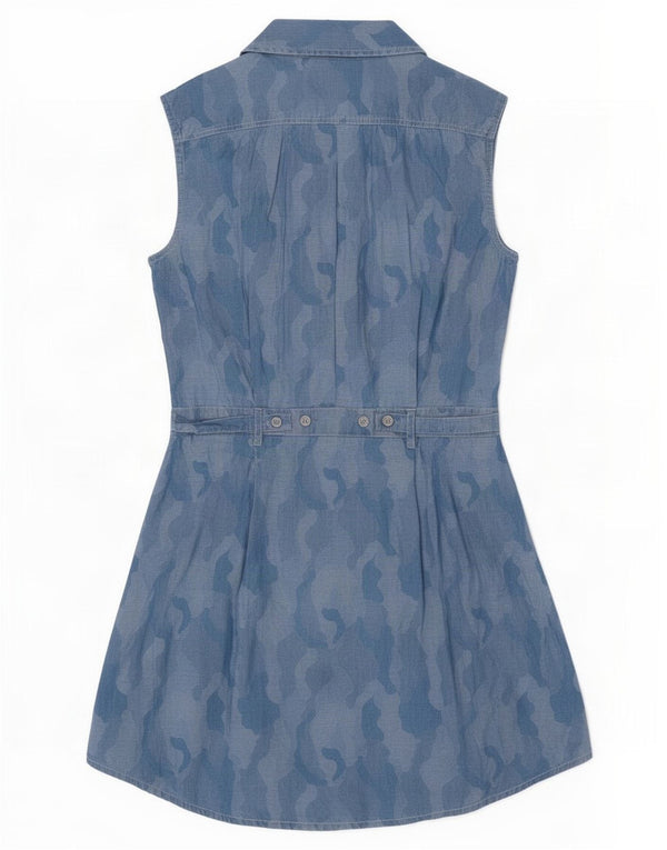 Rochie cămașă fără mâneci Calvin Klein pentru femei UK 10 Camuflaj albastru mic