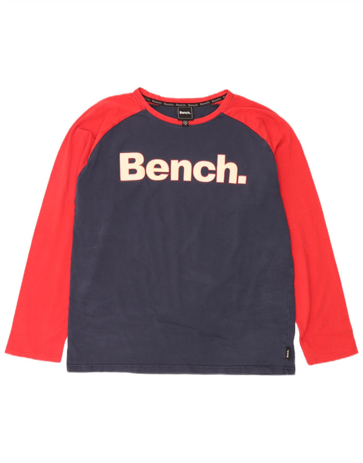 Bench Top grafic pentru bărbați cu mânecă lungă, XL, bleumarin, bumbac color bloc