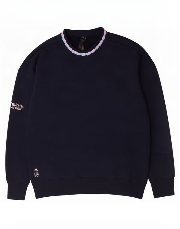 Hanorac pentru bărbați Adidas Loose Fit Pulover mediu din bumbac bleumarin