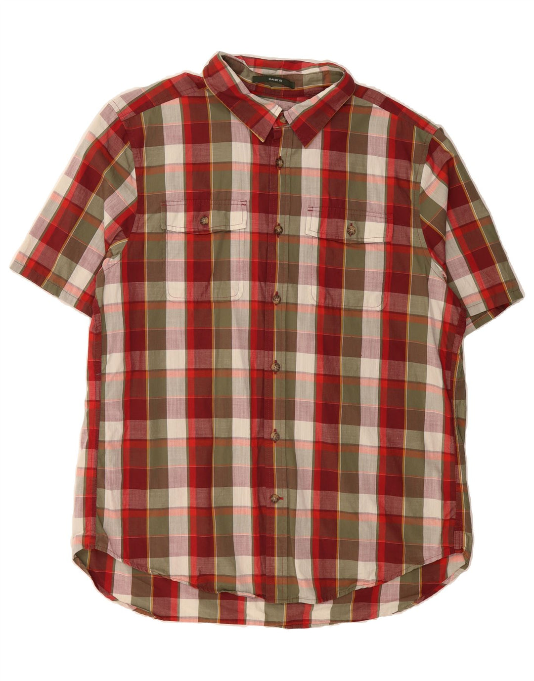 EDDIE BAUER Mens Classic Fit Short Sleeve Shirt 2XL Multicoloured Check Vintage Eddie Bauer and Second-Hand Eddie Bauer from Messina Hembry 