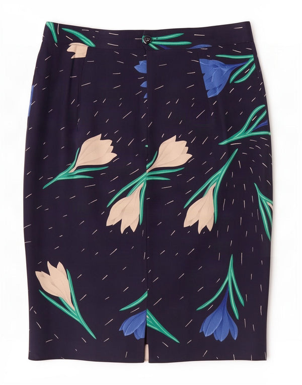 Beltrami Womens Pencil Skirt Small W27 Navy Blue Floral