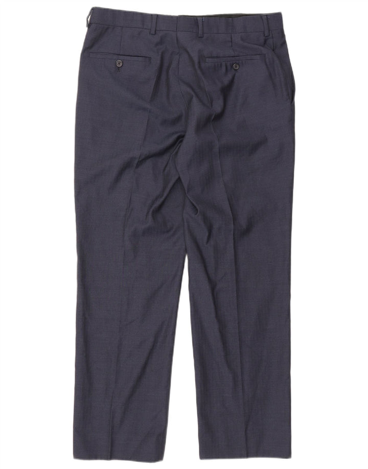 Pantaloni drepți pentru femei JAEGER L34 L30 Lână bleumarin