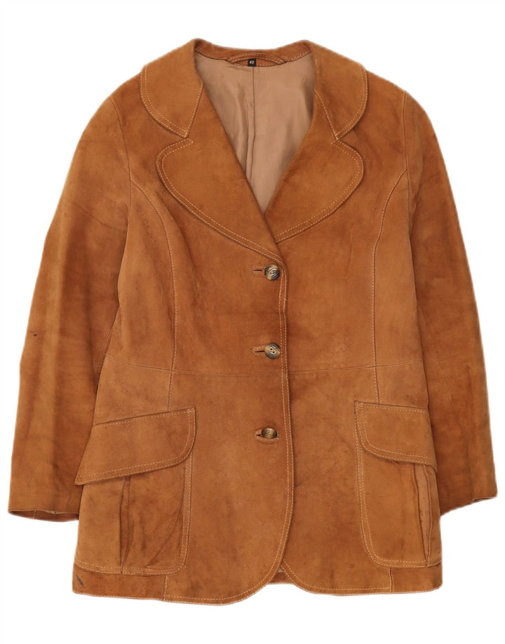 Jachetă pentru femei VINTAGE din piele intoarsa cu 3 nasturi IT 42 Maro Mediu