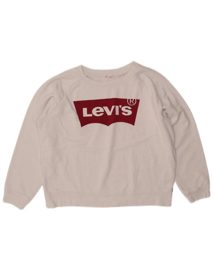Pulover cu grafic supradimensionat pentru femei LEVI'S UK 16 Bumbac alb mare