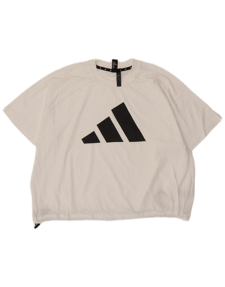 Tricou cu grafic supradimensionat pentru femei ADIDAS Top UK 10 Bumbac alb mic