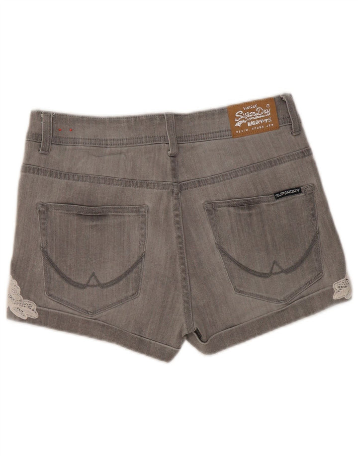 Pantaloni scurți din denim pentru femei Superdry W30 bumbac gri mediu