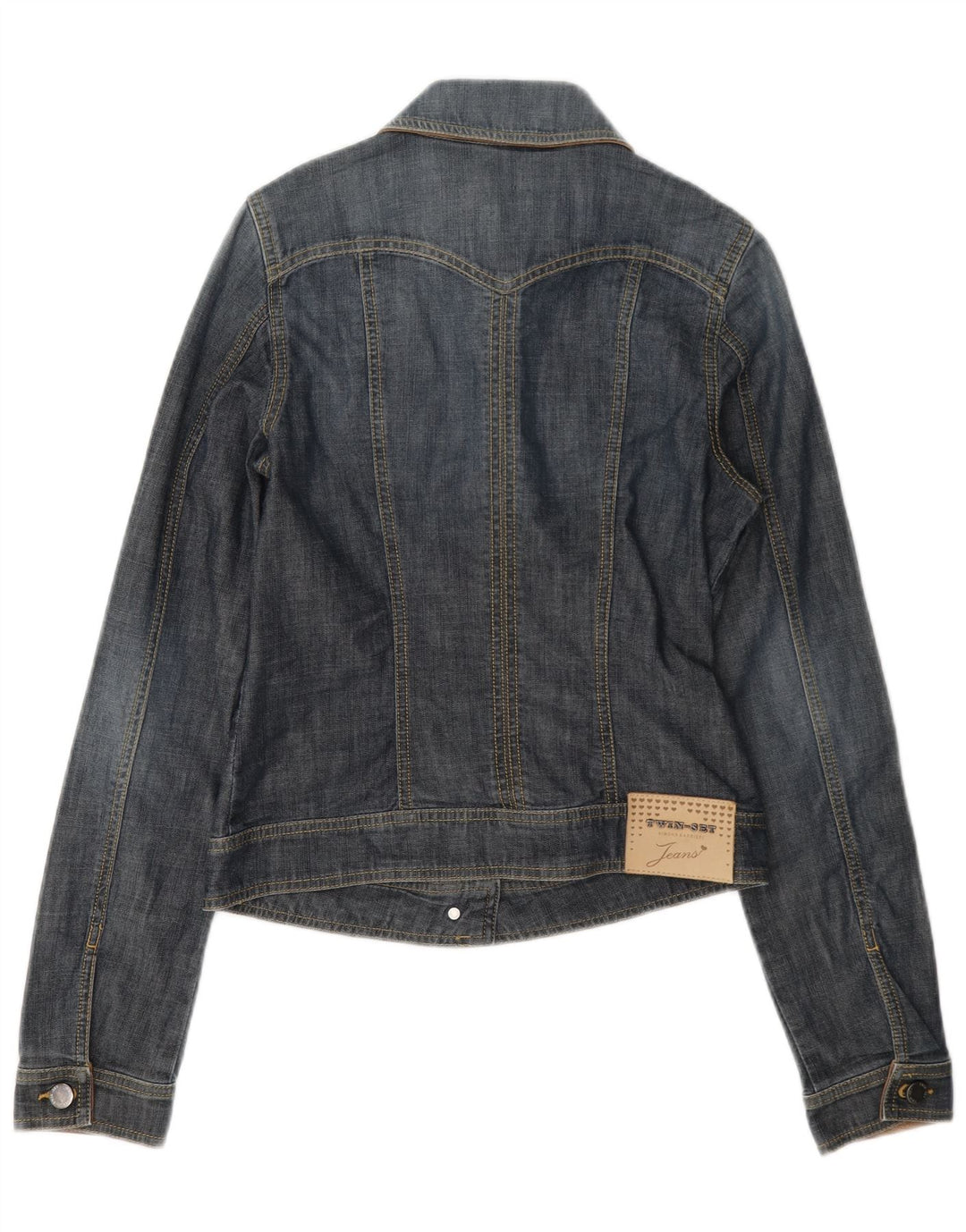 Simona Barbieri Jachetă Twin-Set Denim pentru Femei UK 10 Small Blue Bumbac