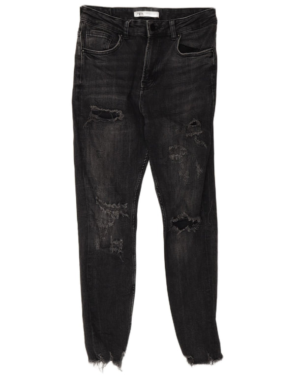 Blugi skinny distressed pentru bărbați Zara EU 38 Mici L30 L26 Negri
