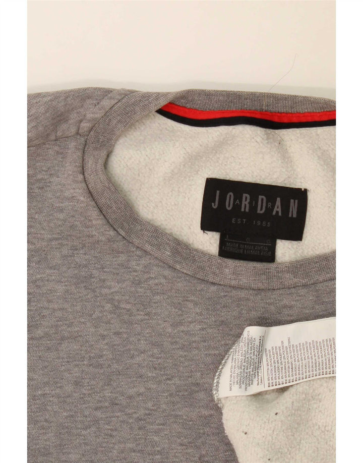 Hanorac grafic pentru bărbați Jordan Pulover mare, gri, bumbac color bloc