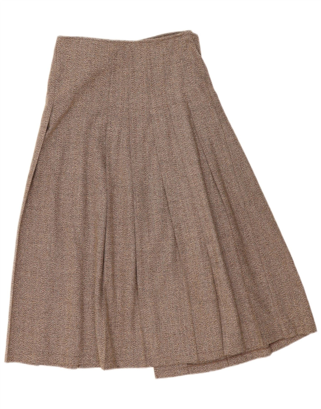 Fusta pliată pentru femei Vintage IT 44 Medium W30 Brown Herringbone