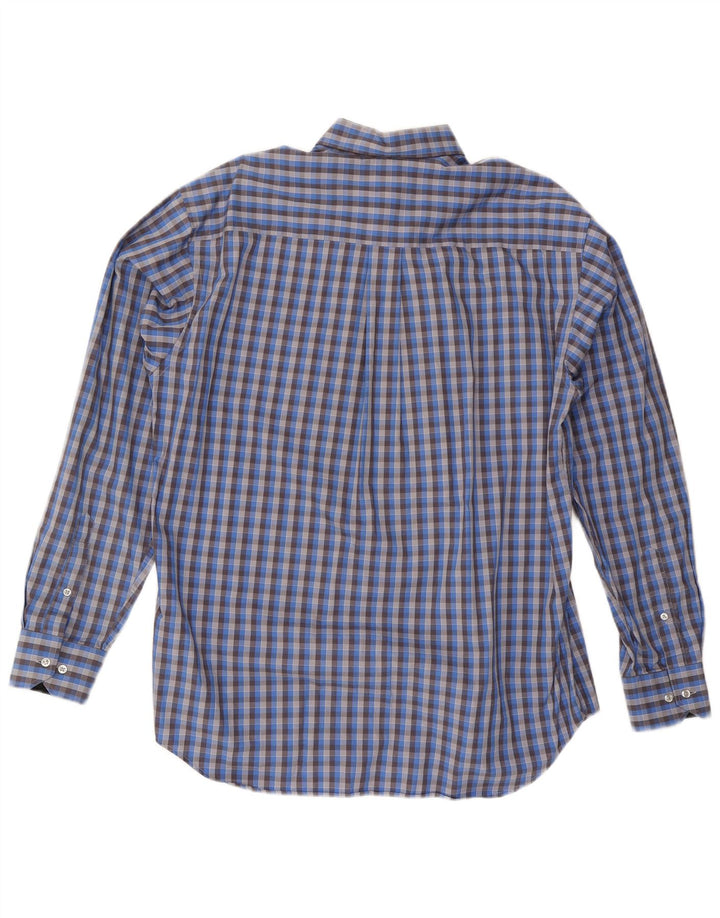 Cămașă pentru bărbați Adidas Mărimea 41, bumbac cu check albastru mediu