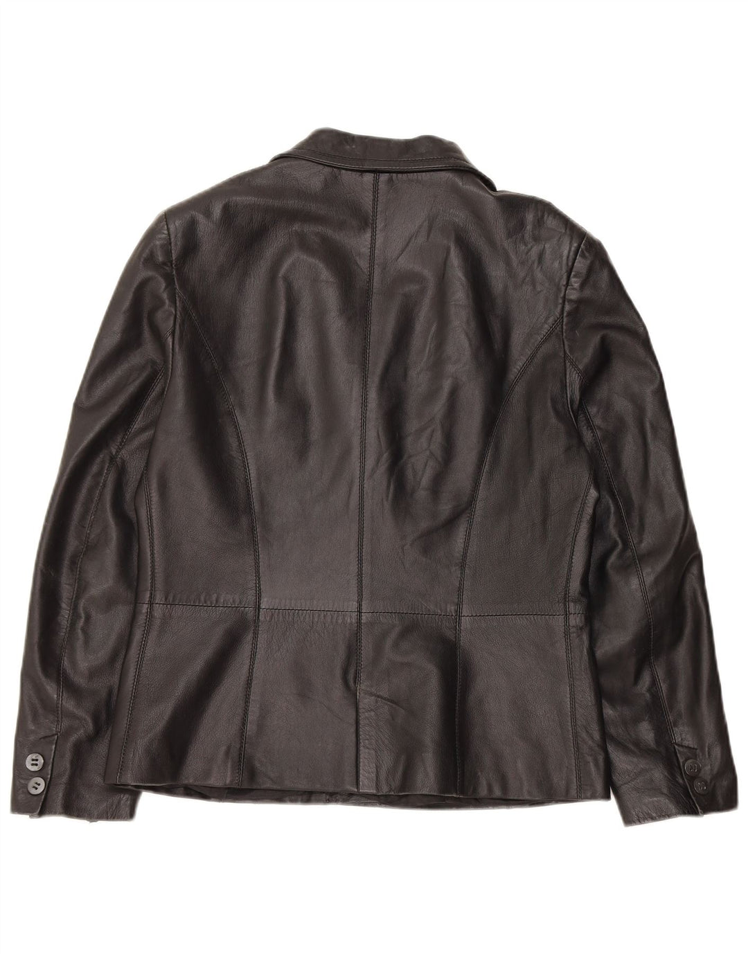 Jachetă vintage din piele cu 3 nasturi pentru femei IT 48 XL din piele neagră