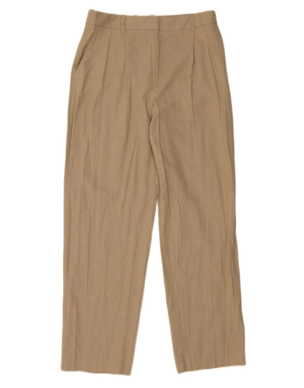 Zara Womens Straight Chino Trousers Small W30 L30 Beige Linen