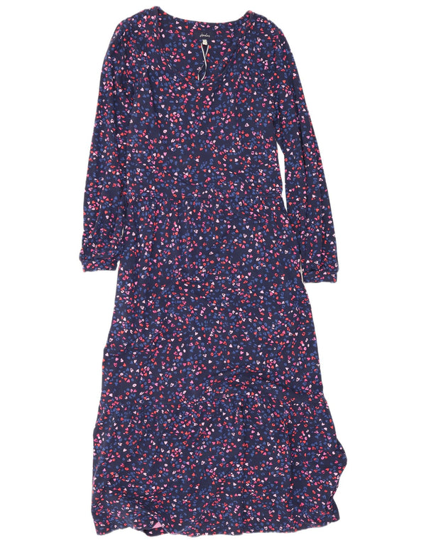 Joules Womens Long Sleeve Maxi Dress UK 14 Large Navy Blue Viscose Heart