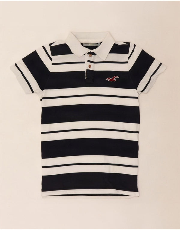 Cămașă polo Hollister pentru bărbați, bumbac cu dungi, albastru marin mediu