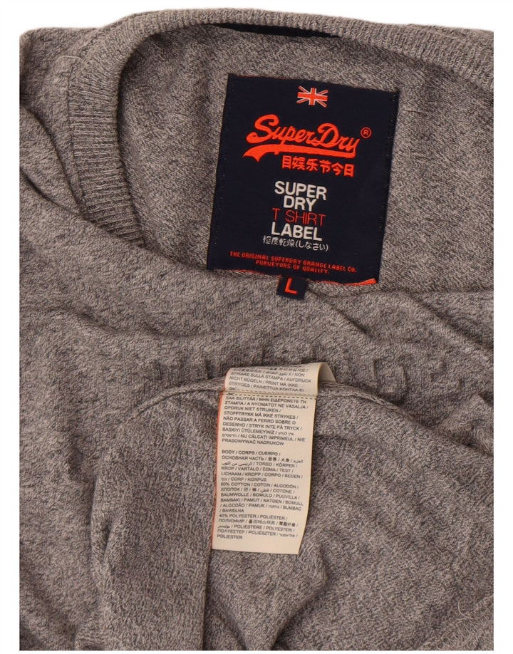 Top grafic pentru bărbați Superdry cu mânecă lungă, mare, gri, bumbac