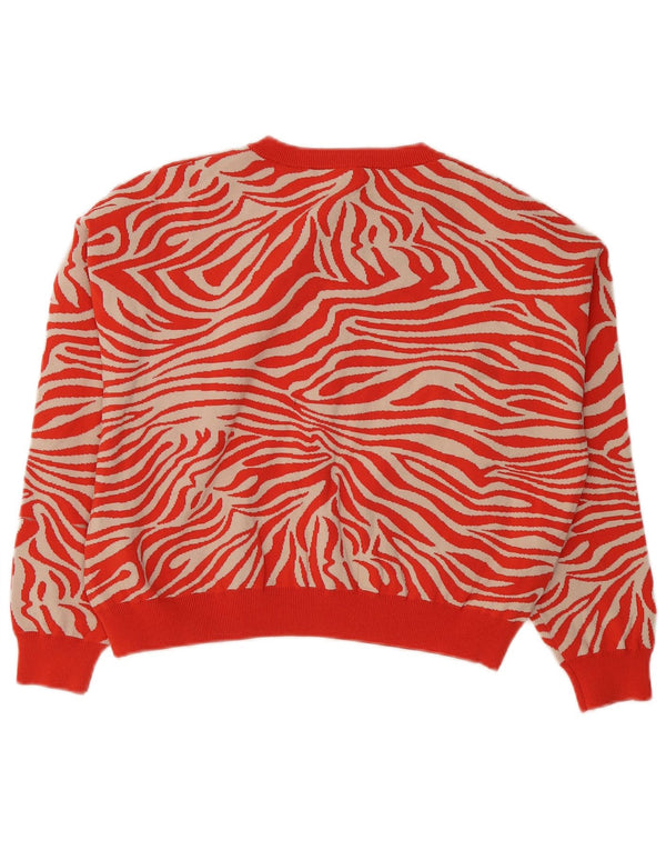 Pulover cardigan supradimensionat pentru femei Zara UK 10 mic roșu cu imprimeu animal