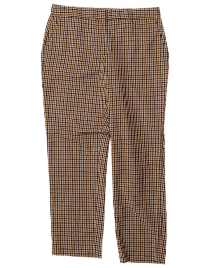 MASSIMO DUTTI Womens Crop Slim Chino Trousers W30 L26 Beige Gingham
