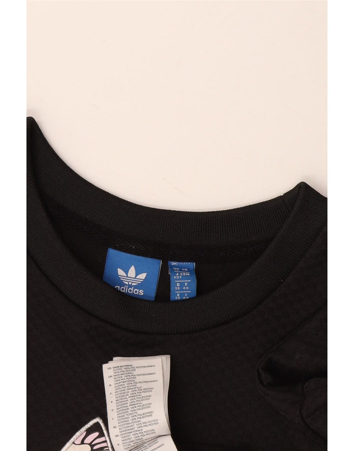Pulover cu grafic pentru femei Adidas UK 12 Poliester mediu negru