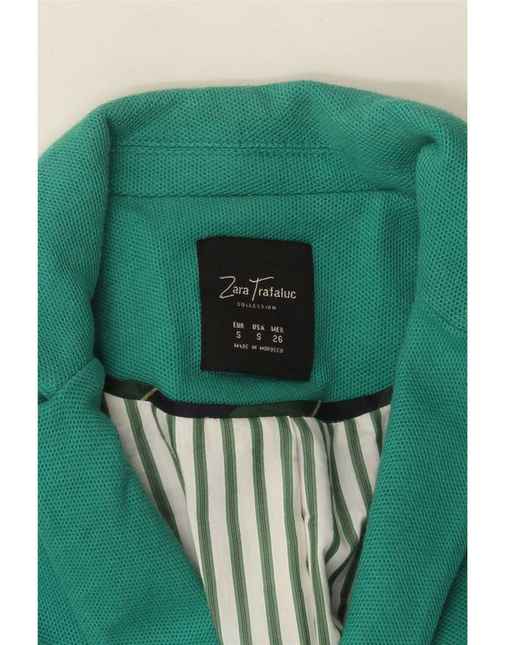 Jachetă Zara pentru femei Crop 2 Button Blazer UK 10 Small Blue